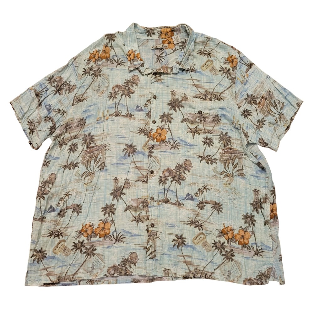 Batik Bay 4XB Shirt Blue Floral Hawaiian Tropical Cruise Beach Summer Travel